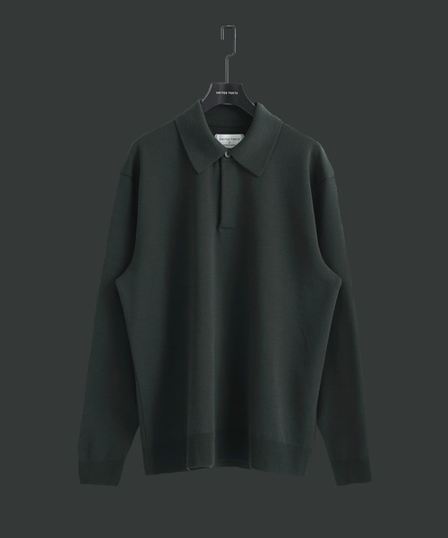 UNITED TOKYO(ユナイテッドトウキョウ)の「【残りわずか】18Gウールミラノリブポロニット 毛玉防止|ウール100%|ウォッシャブル|冬服|インナー|オフィスカジュアル|通勤(ニット/セーター・メンズ・ライトグレー/ダークブラウン/ブラック/オリーブ・1/2/3)」の4枚目の写真