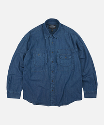BLEACH DENIM UTILITY SHIRT _ WASHED INDIGO