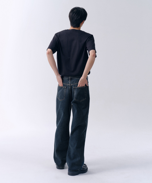 MUSINSA STANDARD（ムシンサスタンダード）の「ワイドデニムパンツ[ダークブルー]（デニムパンツ・メンズ・その他・40/38/42/36/34/32/30/31/33/26/27/28/29）」の4枚目の写真