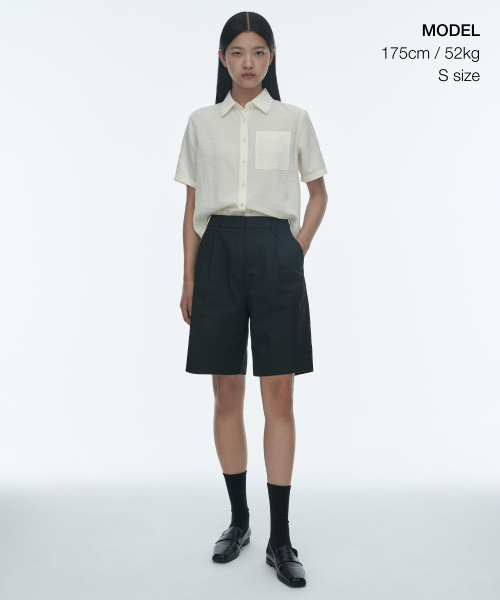 MUSINSA STANDARD WOMAN（ムシンサスタンダードウーマン）の「ウィメンズリネンライク半袖シャツ[エクリュ]（シャツ/ブラウス・レディース・その他・SMALL/MEDIUM/LARGE/X-SMALL）」の2枚目の写真