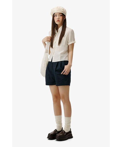 MUSINSA STANDARD WOMAN（ムシンサスタンダードウーマン）の「ウィメンズリネンライク半袖シャツ[エクリュ]（シャツ/ブラウス・レディース・その他・SMALL/MEDIUM/LARGE/X-SMALL）」の12枚目の写真