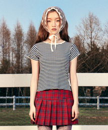 LACE STRIPE T-SHIRTS NAVY