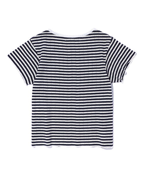 YOUHEE（ユヒ）の「LACE STRIPE T-SHIRTS NAVY（Tシャツ/カットソー・レディース・その他・FREE）」の3枚目の写真