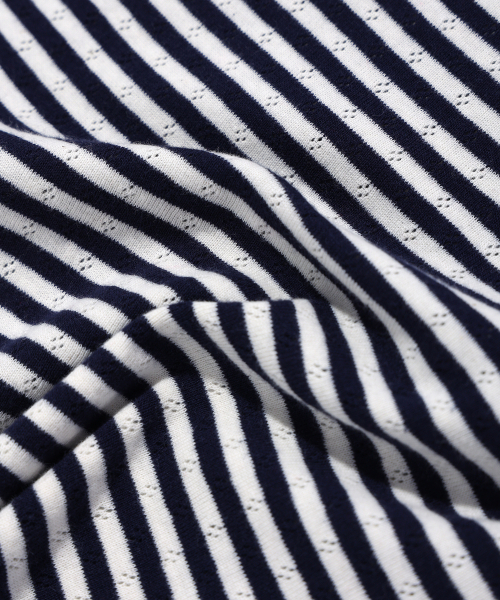 YOUHEE（ユヒ）の「LACE STRIPE T-SHIRTS NAVY（Tシャツ/カットソー・レディース・その他・FREE）」の5枚目の写真