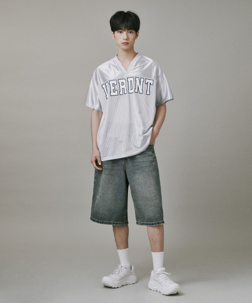 Verdnt（バーダント）の「バーデントメッシュラグビージャージTシャツ[グレー]（Tシャツ/カットソー・レディース・グレー・SMALL/MEDIUM/LARGE）」の5枚目の写真