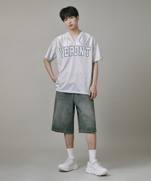 Verdnt（バーダント）の「バーデントメッシュラグビージャージTシャツ[グレー]（Tシャツ/カットソー・レディース・グレー・SMALL/MEDIUM/LARGE）」の6枚目の写真