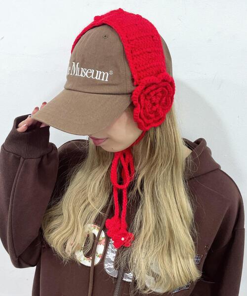 WEGO（ウィゴー）の「WEGO/フラワーニットイヤーマフ（イヤーマフ・レディース・ホワイト/ブラック/サックスブルー/レッド・FREE）」の4枚目の写真