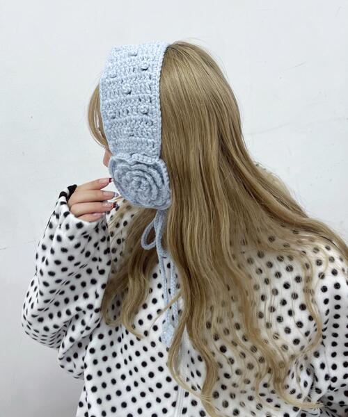 WEGO（ウィゴー）の「WEGO/フラワーニットイヤーマフ（イヤーマフ・レディース・ホワイト/ブラック/サックスブルー/レッド・FREE）」の8枚目の写真