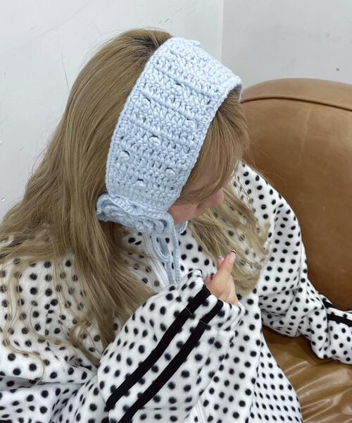 WEGO（ウィゴー）の「WEGO/フラワーニットイヤーマフ（イヤーマフ・レディース・ホワイト/ブラック/サックスブルー/レッド・FREE）」の9枚目の写真