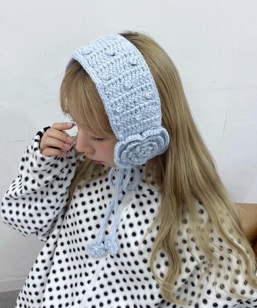 WEGO（ウィゴー）の「WEGO/フラワーニットイヤーマフ（イヤーマフ・レディース・ホワイト/ブラック/サックスブルー/レッド・FREE）」の10枚目の写真