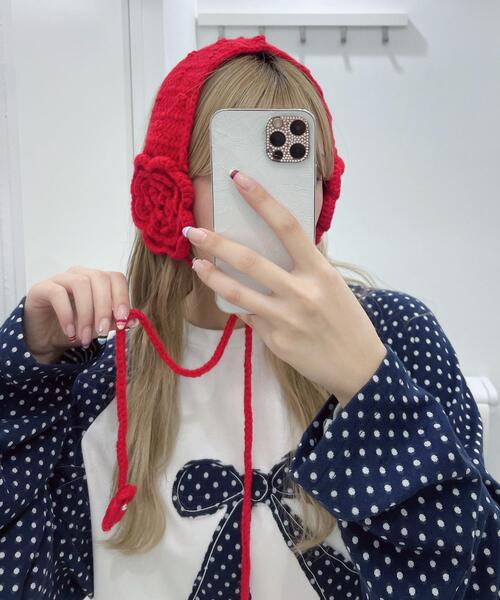 WEGO（ウィゴー）の「WEGO/フラワーニットイヤーマフ（イヤーマフ・レディース・ホワイト/ブラック/サックスブルー/レッド・FREE）」の11枚目の写真