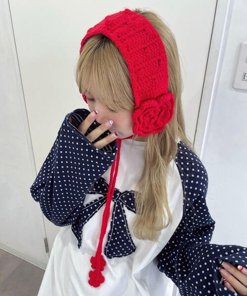 WEGO（ウィゴー）の「WEGO/フラワーニットイヤーマフ（イヤーマフ・レディース・ホワイト/ブラック/サックスブルー/レッド・FREE）」の12枚目の写真