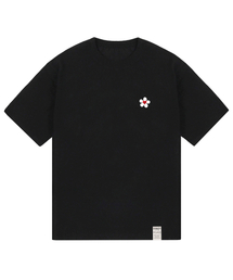 [ユニセックス]スモールフラワーハート半袖Tシャツ_ブラック