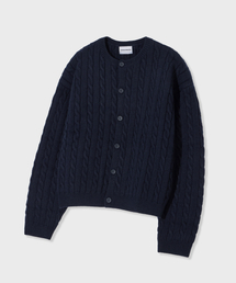 GLW（ジーエルダブリュ）の「ヘビケーブルニットカーディガンネイビー（カーディガン/ボレロ）」