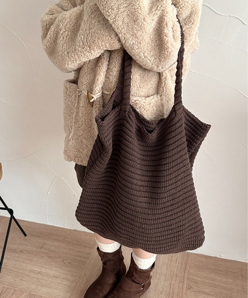 apres jour clair（アプレジュールクレア）の「【apres jour clair】ニットトートバッグ（トートバッグ・レディース・ブラウン系その他/ベージュ・FREE）」の4枚目の写真