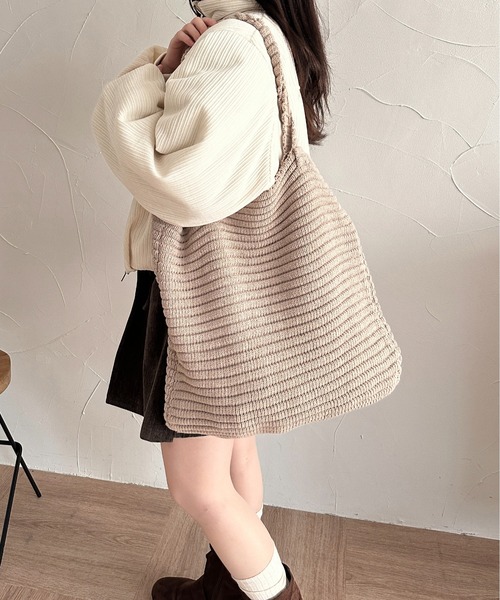 apres jour clair（アプレジュールクレア）の「【apres jour clair】ニットトートバッグ（トートバッグ・レディース・ブラウン系その他/ベージュ・FREE）」の5枚目の写真