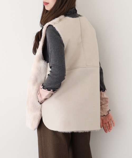 A.N.L（エーエヌエル　レーベル）の「A.N.L エコファーベスト（ベスト・レディース・ベージュ/アイボリー・38）」の13枚目の写真