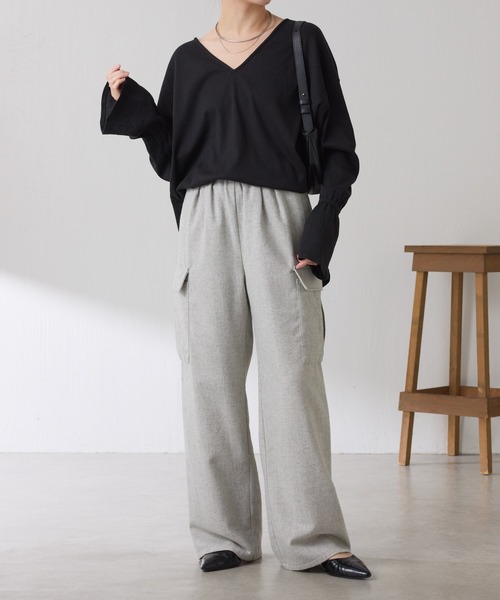COLLAGE GALLARDAGALANTE（コラージュガリャルダガランテ）の「ネップイージーパンツ（その他パンツ・レディース・ライトグレー/ブラウン・FREE）」の3枚目の写真
