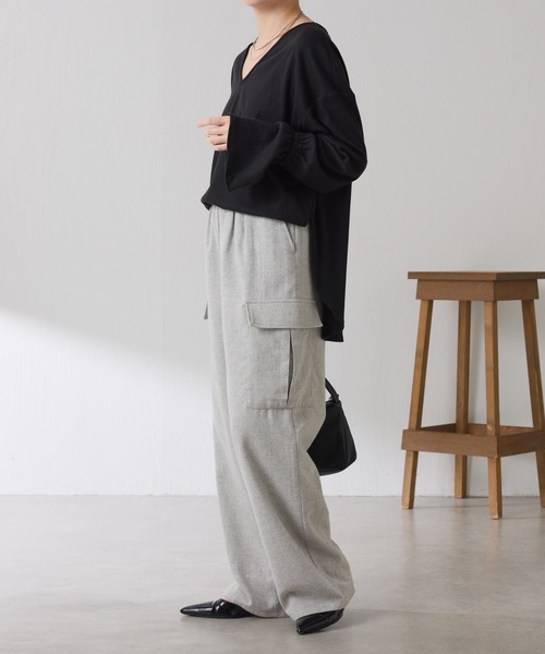 COLLAGE GALLARDAGALANTE（コラージュガリャルダガランテ）の「ネップイージーパンツ（その他パンツ・レディース・ライトグレー/ブラウン・FREE）」の8枚目の写真