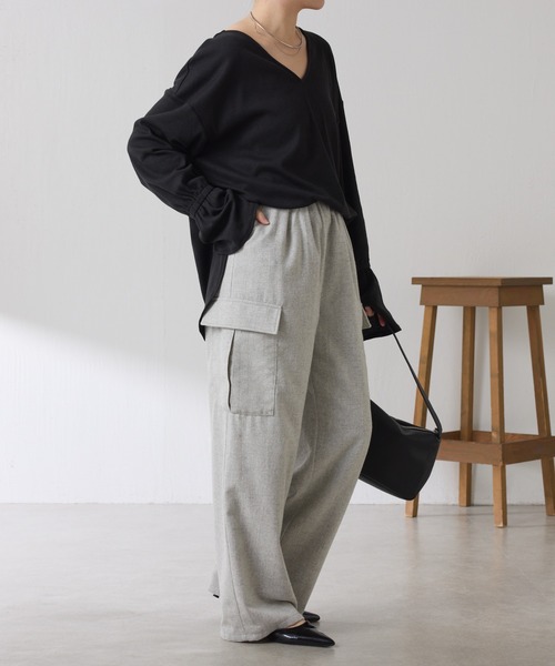 COLLAGE GALLARDAGALANTE（コラージュガリャルダガランテ）の「ネップイージーパンツ（その他パンツ・レディース・ライトグレー/ブラウン・FREE）」の10枚目の写真