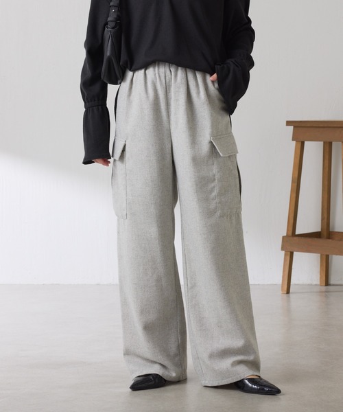 COLLAGE GALLARDAGALANTE（コラージュガリャルダガランテ）の「ネップイージーパンツ（その他パンツ・レディース・ライトグレー/ブラウン・FREE）」の4枚目の写真
