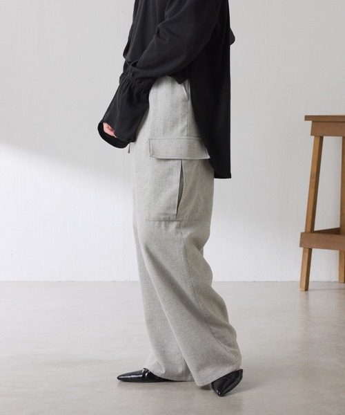 COLLAGE GALLARDAGALANTE（コラージュガリャルダガランテ）の「ネップイージーパンツ（その他パンツ・レディース・ライトグレー/ブラウン・FREE）」の5枚目の写真