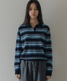 Figaro stripe polo knit (navy)