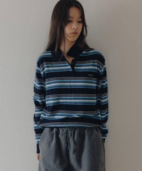 ANDNEEDS(アンドニーズ)の「Figaro stripe polo knit (navy)(ニット/セーター・レディース・その他・FREE)」の3枚目の写真