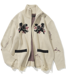 NOT4NERD（ノットフォーナード）の「Flying Horn Destoryed Knit Zip Up - Beige（その他アウター）」