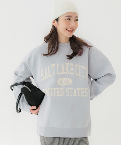 coca（coca）（コカ）の「ポリウーリーロゴクルーネックニット（ニット/セーター・メンズ・ライトブルー/カーキ/チャコール/ネイビー・L/XL/M）」の4枚目の写真