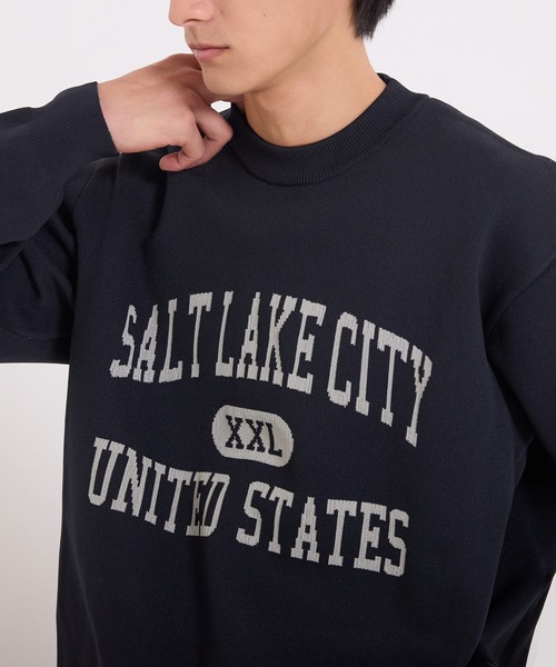 coca（coca）（コカ）の「ポリウーリーロゴクルーネックニット（ニット/セーター・メンズ・ライトブルー/カーキ/チャコール/ネイビー・L/XL/M）」の6枚目の写真