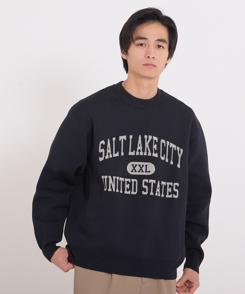 coca（coca）（コカ）の「ポリウーリーロゴクルーネックニット（ニット/セーター・メンズ・ライトブルー/カーキ/チャコール/ネイビー・L/XL/M）」の7枚目の写真