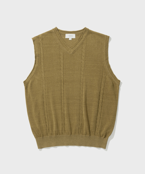 SHIRTER(シャーター)の「CABLE LINEN KNIT VEST (BEIGE)(ベスト・メンズ・その他・MEDIUM/LARGE)」の1枚目の写真