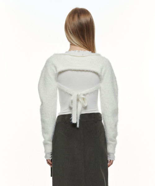 THREE TO EIGHTY(スリートゥエイティー)の「HAIRY BOLERO (WHITE)(カーディガン/ボレロ・レディース・その他・FREE)」の1枚目の写真
