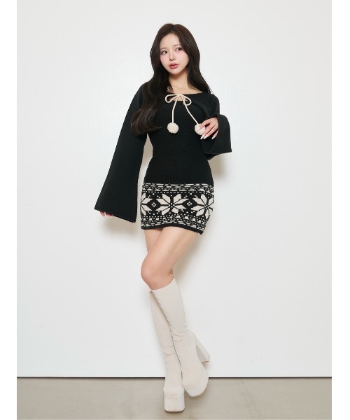 darich ノルディックパネルニットミニワンピース ノルディックパネルニットミニワンピース（ワンピース）｜Darich