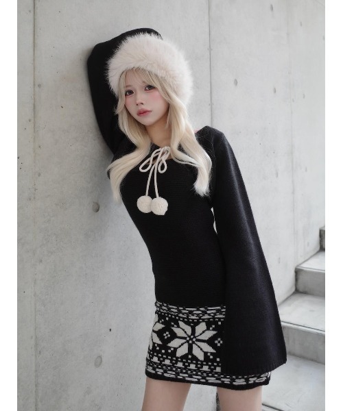 darich ノルディックパネルニットミニワンピース ノルディックパネルニットミニワンピース（ワンピース）｜Darich