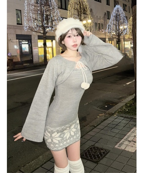 ノルディックパネルニットミニワンピース（ワンピース）｜Darich