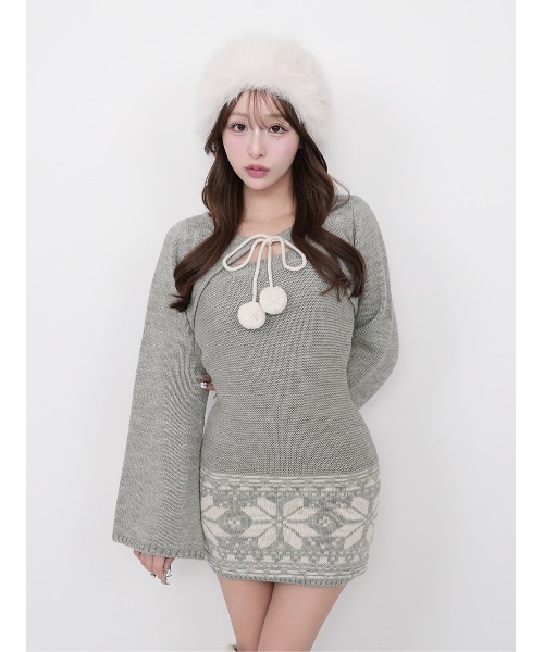 Darich ノルディックパネルニットワンピース ノルディックパネルニットミニワンピース（ワンピース）｜Darich