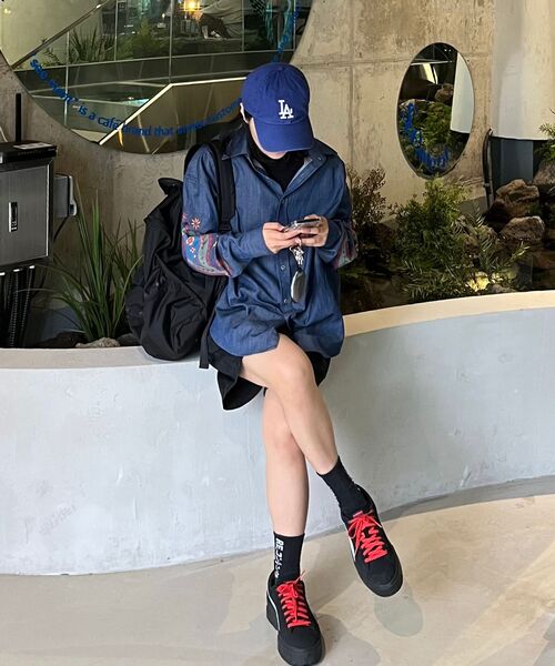 A NOTHING(アナッシング)の「ペイズリープリントデニムプリーツシャツ(ブルー)(シャツ/ブラウス・レディース・その他・SMALL/MEDIUM/LARGE)」の7枚目の写真