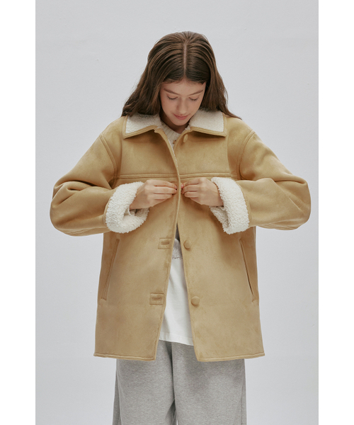 AFTERHOURS(アフターアワーズ)の「WOOL SHEARLING MUSTANG JACKET (SUEDE-BEIGE)(ムートンコート・レディース・ベージュ・FREE)」の3枚目の写真