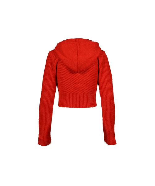 VACANT Archive(ベイカントアーカイブ)の「MORO KNITTED HOODIE ZIP-UP(パーカー・レディース・ブラック/レッド・SMALL/MEDIUM)」の7枚目の写真
