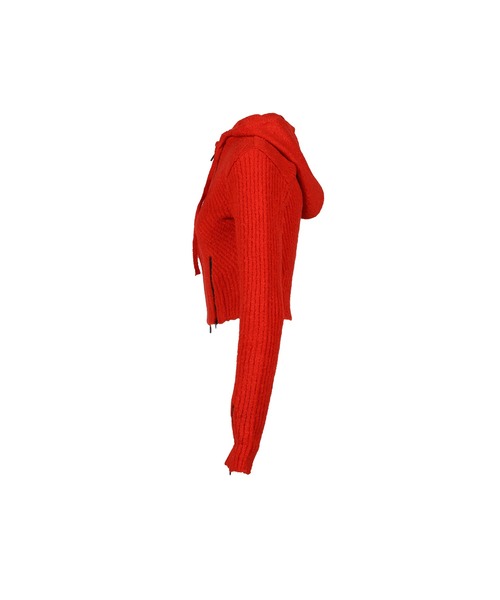 VACANT Archive(ベイカントアーカイブ)の「MORO KNITTED HOODIE ZIP-UP(パーカー・レディース・ブラック/レッド・SMALL/MEDIUM)」の8枚目の写真
