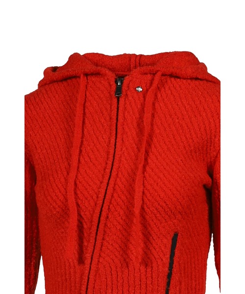 VACANT Archive(ベイカントアーカイブ)の「MORO KNITTED HOODIE ZIP-UP(パーカー・レディース・ブラック/レッド・SMALL/MEDIUM)」の9枚目の写真