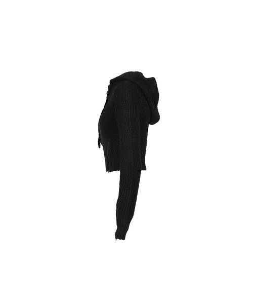 VACANT Archive(ベイカントアーカイブ)の「MORO KNITTED HOODIE ZIP-UP(パーカー・レディース・ブラック/レッド・SMALL/MEDIUM)」の4枚目の写真