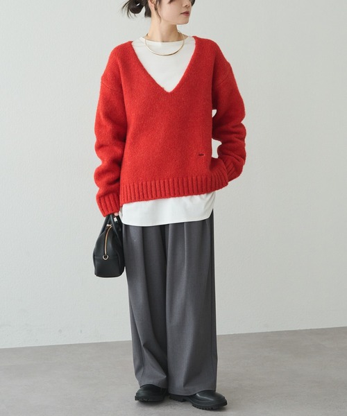 セール】アルパカ混深Vネックニットプルオーバー（ニット/セーター