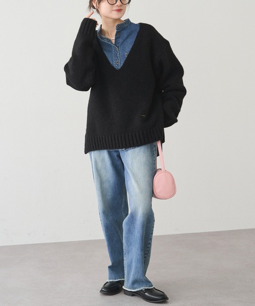 PUAL CE CIN（ピュアルセシン）の「アルパカ混深Vネックニットプルオーバー（ニット/セーター・レディース・ブラック/キャメル/オレンジ・FREE）」の16枚目の写真