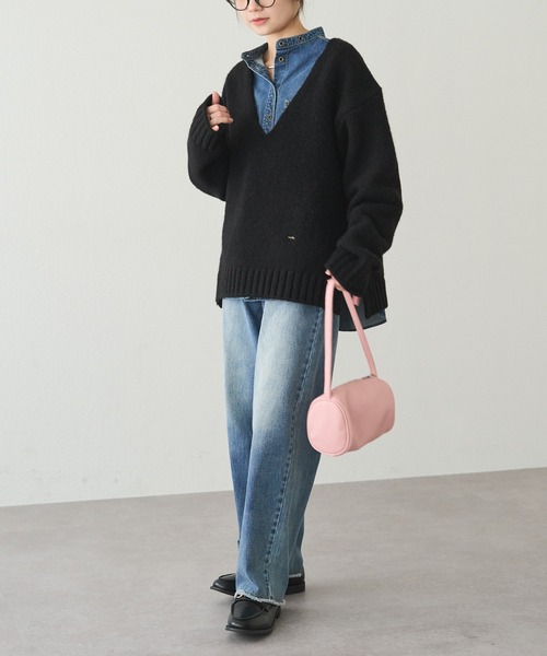 PUAL CE CIN（ピュアルセシン）の「アルパカ混深Vネックニットプルオーバー（ニット/セーター・レディース・ブラック/キャメル/オレンジ・FREE）」の17枚目の写真