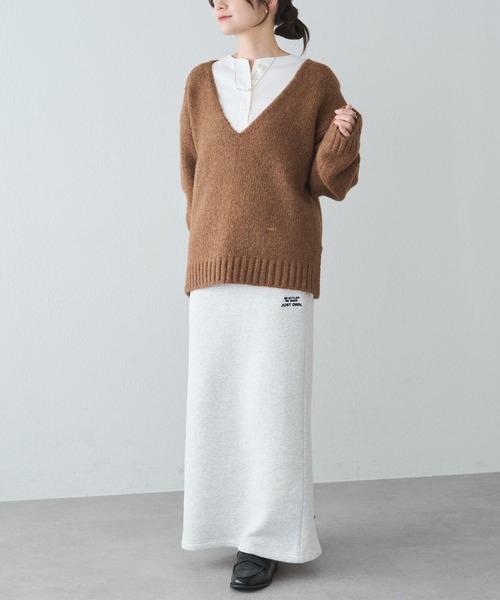 セール】アルパカ混深Vネックニットプルオーバー（ニット/セーター