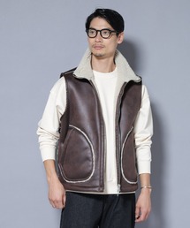 NANO universe | クラックフェイクムートンリバーシブルベスト(ベスト)