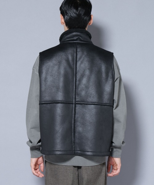 NANO universe（ナノユニバース）の「クラックフェイクムートンリバーシブルベスト（ベスト・メンズ・ブラック/ブラウン・M/L）」の20枚目の写真